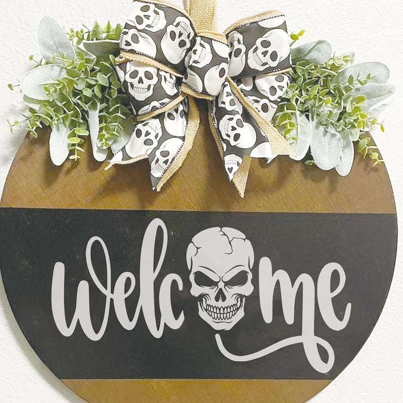 MYJMN Halloween Stencils for Door Mats Large Halloween Rug Doormat Stencil for Painting on Wood Crafts Shirts Reusable Glass Door Hanger Sign (welcome12) - Image 3